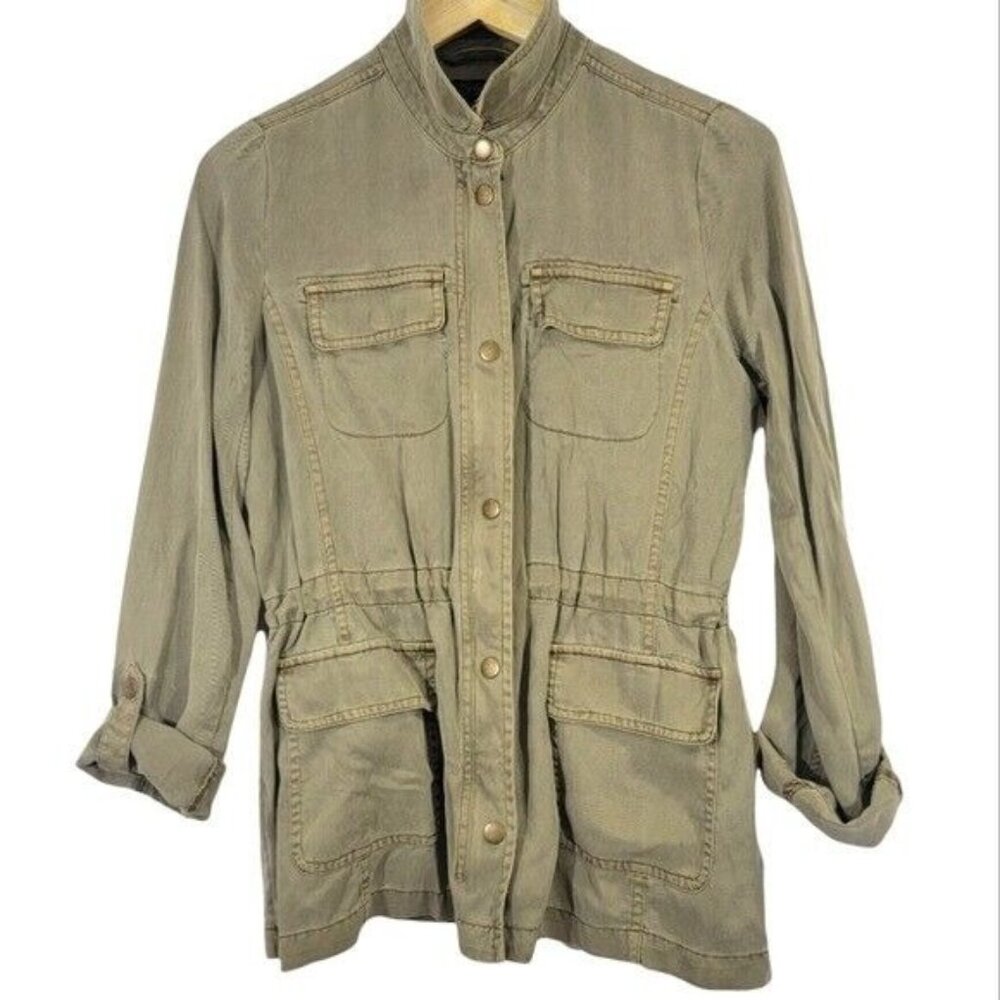 Lucky Brand Jacket 100% Lyocell Light Army Green Long Sleeve‎ Womens XS EUC